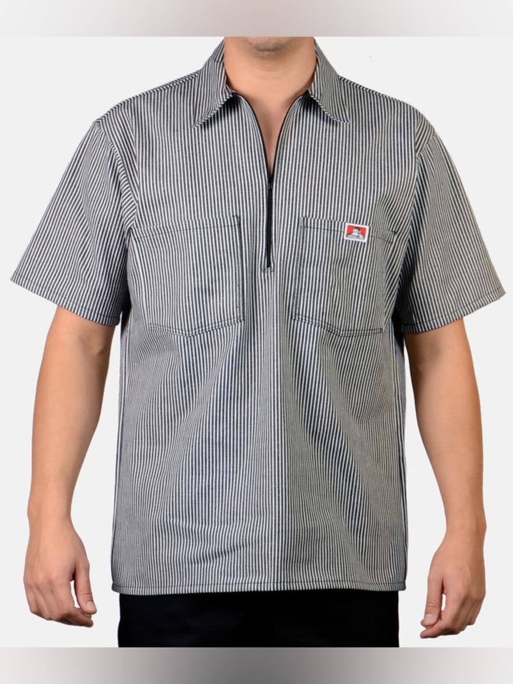 Ben Davis Half-Zip Striped Short Sleeve Work Shirt 2 Chest Pockets Size XLarge